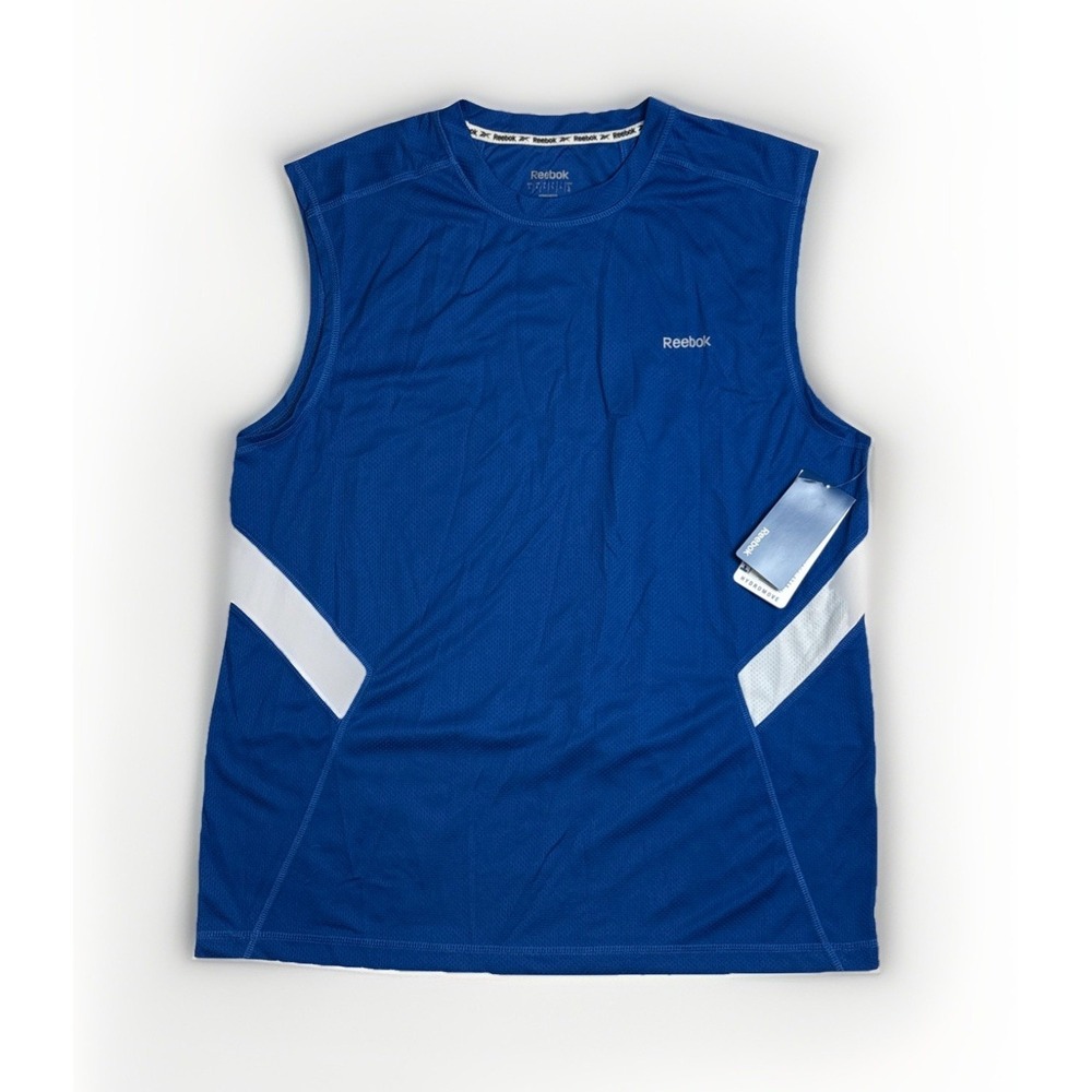 Reebok Mens Hydromove Training Mesh Tank Top Royal Blue Moisture Wick Size Large